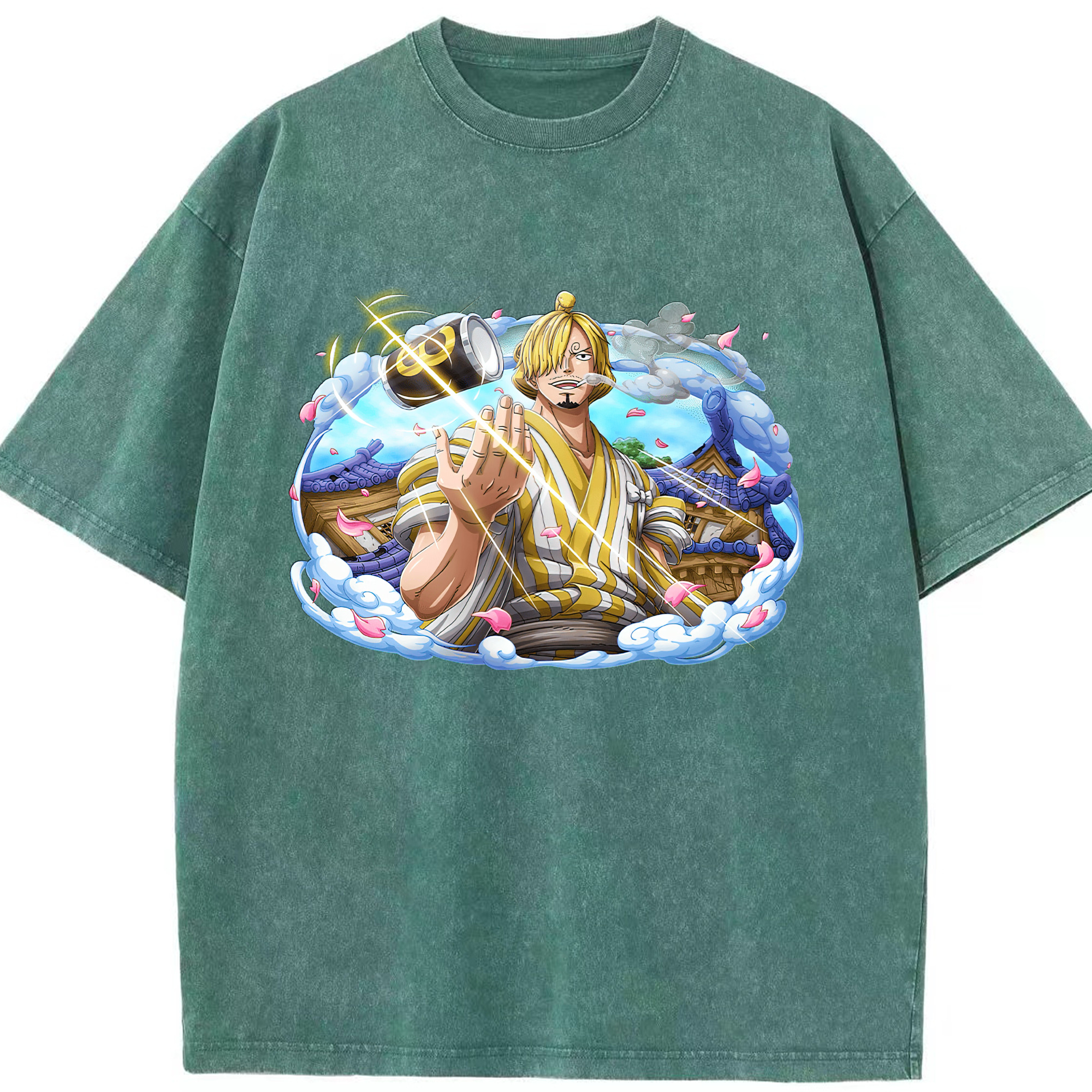 ワンピース サンジ ONE PIECE Sanji 綿100% ヴィンテージ風 半袖Tシャツ（フロントプリント）